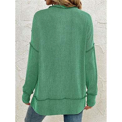 Women Casual Oversized Sweatshirt with Exposed Seams