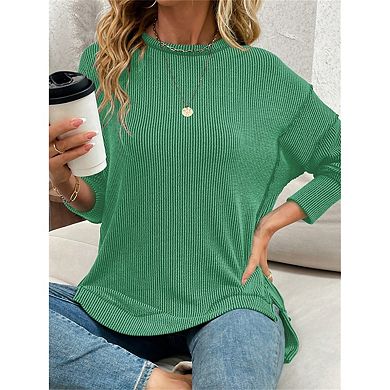 Women Casual Oversized Sweatshirt with Exposed Seams