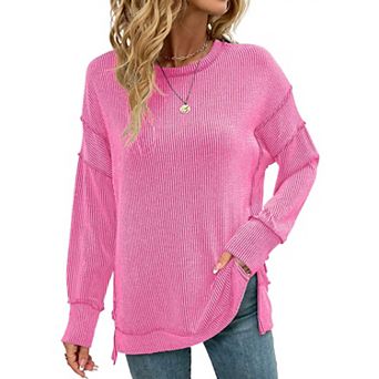 Women Casual Oversized Sweatshirt with Exposed Seams