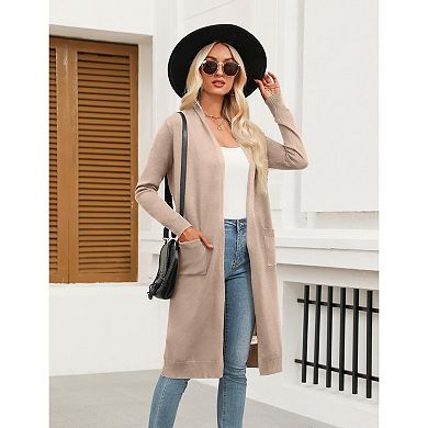 Zeagoo Women's Lightweight Long Open Front Cardigan Sweaters Casual Knit Duster Coat