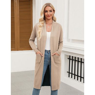 Zeagoo Women's Lightweight Long Open Front Cardigan Sweaters Casual Knit Duster Coat