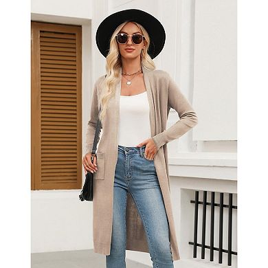 Zeagoo Women's Lightweight Long Open Front Cardigan Sweaters Casual Knit Duster Coat