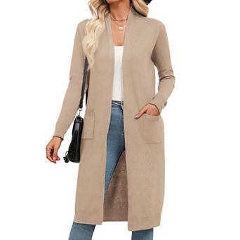 Zeagoo Women's Lightweight Long Open Front Cardigan Sweaters Casual Knit Duster Coat