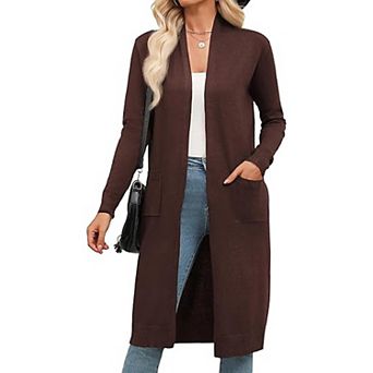 Zeagoo Women's Lightweight Long Open Front Cardigan Sweaters Casual Knit Duster Coat