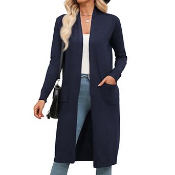 Zeagoo Women's Lightweight Long Open Front Cardigan Sweaters Casual Knit Duster Coat