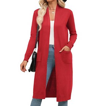 Zeagoo Women's Lightweight Long Open Front Cardigan Sweaters Casual Knit Duster Coat