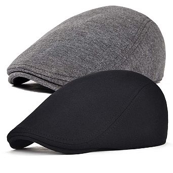 2-Pack Men Cotton Newsboy Cap Soft Cabbie Hat