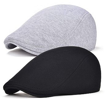 2-Pack Men Cotton Newsboy Cap Soft Cabbie Hat