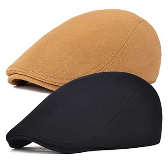 2-Pack Men Cotton Newsboy Cap Soft Cabbie Hat