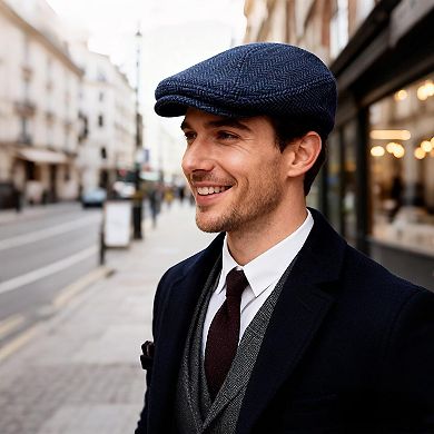 Newsboy Cap Herringbone Ivy Flat Hat 1920s Size 7 3/4