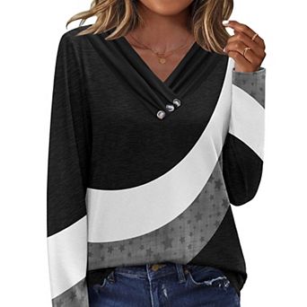 Zeagoo Women's Casual V Neck Long Sleeve Tops Fashion Business Work Tunics Fall Clothes