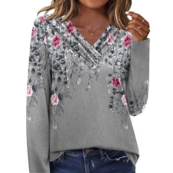 Zeagoo Women's Casual V Neck Long Sleeve Tops Fashion Business Work Tunics Fall Clothes