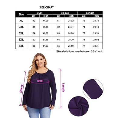 Plus Size Tops for Women Long Sleeve Tunic Casual Shirts Crew Neck Blouse