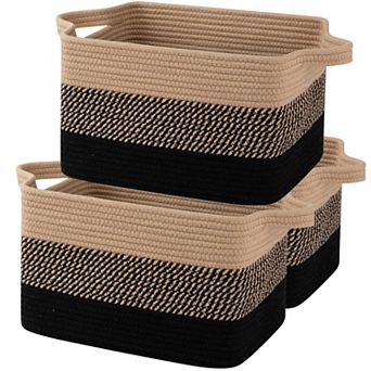 3 pc Woven Cotton Rope Storage Baskets Bathroom Toys Towel Organizer Gift Basket