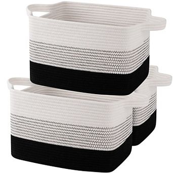 3 pc Woven Cotton Rope Storage Baskets Bathroom Toys Towel Organizer Gift Basket