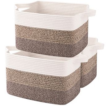 3 pc Woven Cotton Rope Storage Baskets Bathroom Toys Towel Organizer Gift Basket