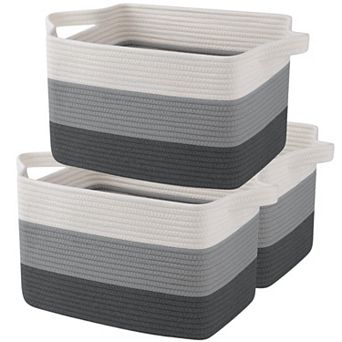 3 pc Woven Cotton Rope Storage Baskets Bathroom Toys Towel Organizer Gift Basket