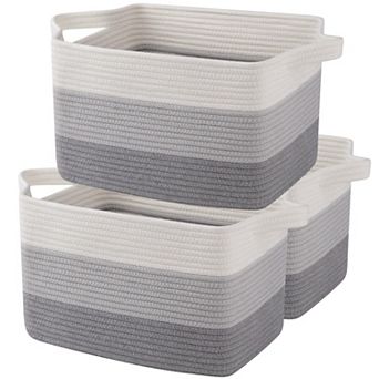 3 pc Woven Cotton Rope Storage Baskets Bathroom Toys Towel Organizer Gift Basket