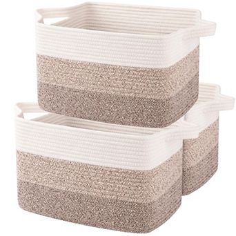 3 pc Woven Cotton Rope Storage Baskets Bathroom Toys Towel Organizer Gift Basket