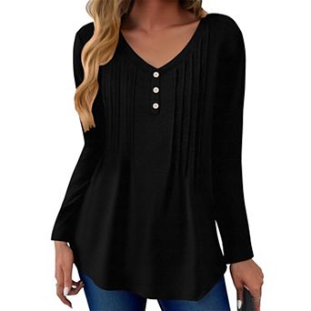 Zeagoo Women's Boho Long Sleeve V Neck Blouses Dressy Casual Business Work Tops