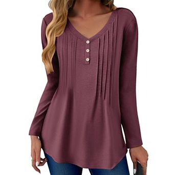 Zeagoo Women's Boho Long Sleeve V Neck Blouses Dressy Casual Business Work Tops