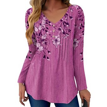 Zeagoo Women's Boho Long Sleeve V Neck Blouses Dressy Casual Business Work Tops