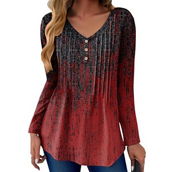 Zeagoo Women's Boho Long Sleeve V Neck Blouses Dressy Casual Business Work Tops