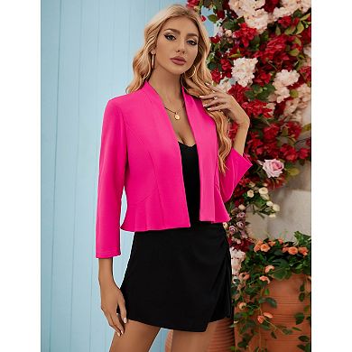 Women’s Elegant Open Front Blazer Jacket Casual Long Sleeve Lightweight Work Office Cardigan Coat