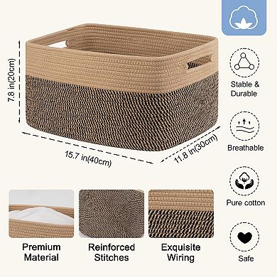 4PC Woven Storage Baskets Shelves Organizer Bins Gift Basket