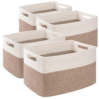 4 pc Woven Storage Baskets Shelves Organizer Bins Gift Basket