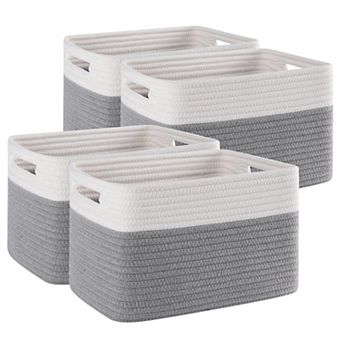 4 pc Woven Storage Baskets Shelves Organizer Bins Gift Basket