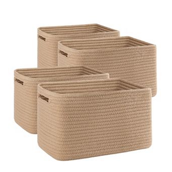 4 pc Woven Storage Baskets Shelves Organizer Bins Gift Basket