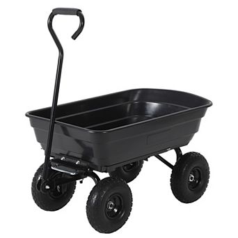 Garden Dump Cart 600 lbs,Utility Yard Wagon, 10-Inch Flat-Free All-Terrain Wheels