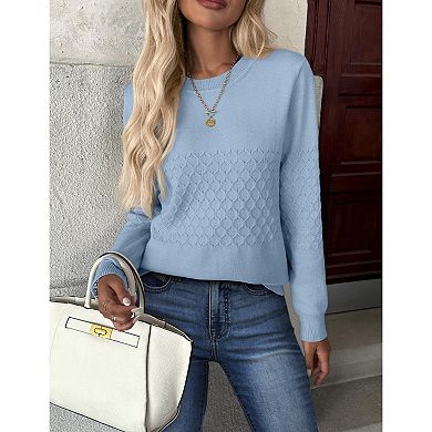 Zeagoo Women's Long Sleeve Crew Neck Knit Pullover Sweaters Fall Dressy Casual Tops