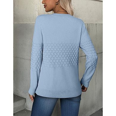 Zeagoo Women's Long Sleeve Crew Neck Knit Pullover Sweaters Fall Dressy Casual Tops