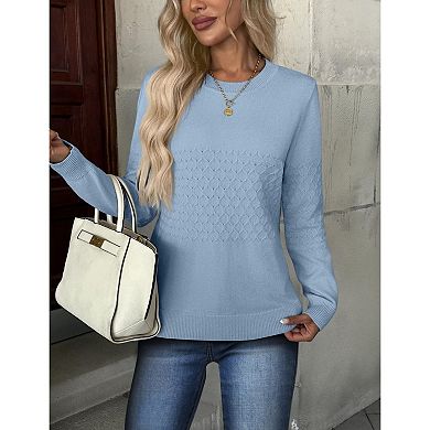 Zeagoo Women's Long Sleeve Crew Neck Knit Pullover Sweaters Fall Dressy Casual Tops