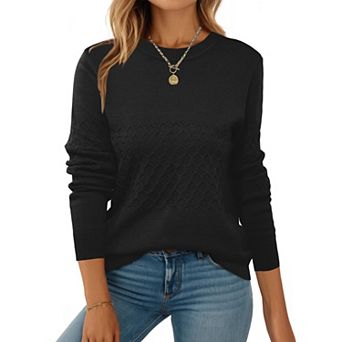 Zeagoo Women's Long Sleeve Crew Neck Knit Pullover Sweaters Fall Dressy Casual Tops