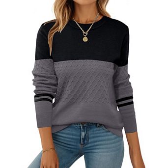 Zeagoo Women's Long Sleeve Crew Neck Knit Pullover Sweaters Fall Dressy Casual Tops