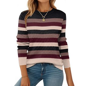 Zeagoo Women's Long Sleeve Crew Neck Knit Pullover Sweaters Fall Dressy Casual Tops