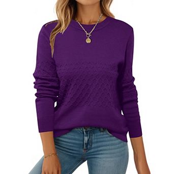 Zeagoo Women's Long Sleeve Crew Neck Knit Pullover Sweaters Fall Dressy Casual Tops