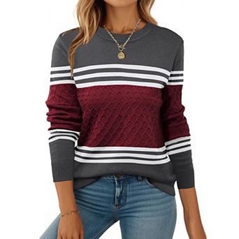 Zeagoo Women's Long Sleeve Crew Neck Knit Pullover Sweaters Fall Dressy Casual Tops