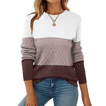 Zeagoo Women's Long Sleeve Crew Neck Knit Pullover Sweaters Fall Dressy Casual Tops