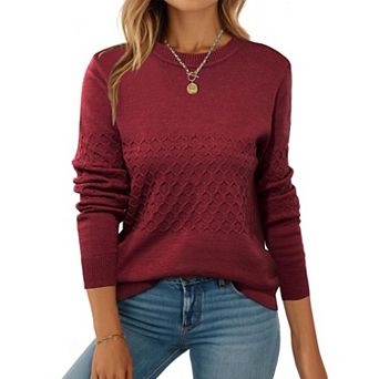 Zeagoo Women's Long Sleeve Crew Neck Knit Pullover Sweaters Fall Dressy Casual Tops