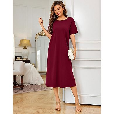 Ekouaer Cotton Short Sleeve Long Night Gown