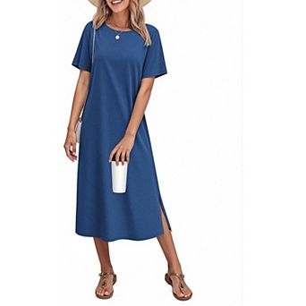 Ekouaer Cotton Short Sleeve Long Night Gown