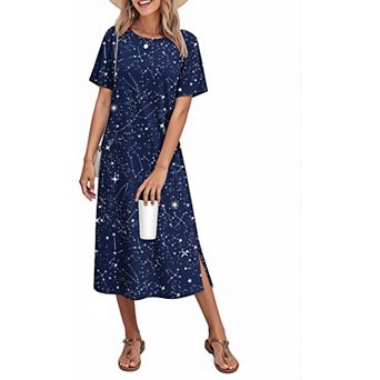 Ekouaer Cotton Short Sleeve Long Night Gown