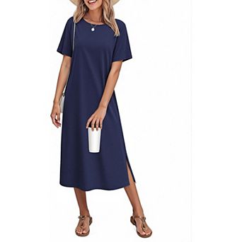 Ekouaer Cotton Short Sleeve Long Night Gown