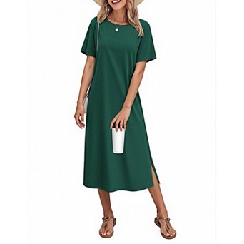 Ekouaer Cotton Short Sleeve Long Night Gown
