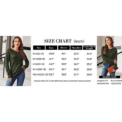 Zeagoo Women's Crewneck Off Shoulder Loose Knit Sweater Lightweight Long Sleeve Pullover Jumper