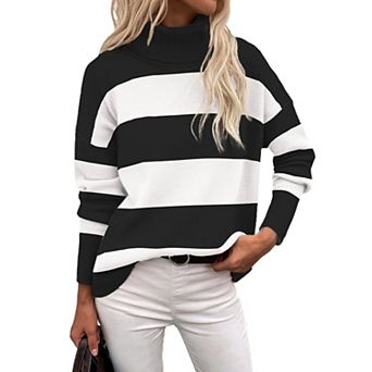 Zeagoo Women's Turtleneck Sweater Fall Winter Chunky Knitted Pullover, High Low Hem Trendy Jumper